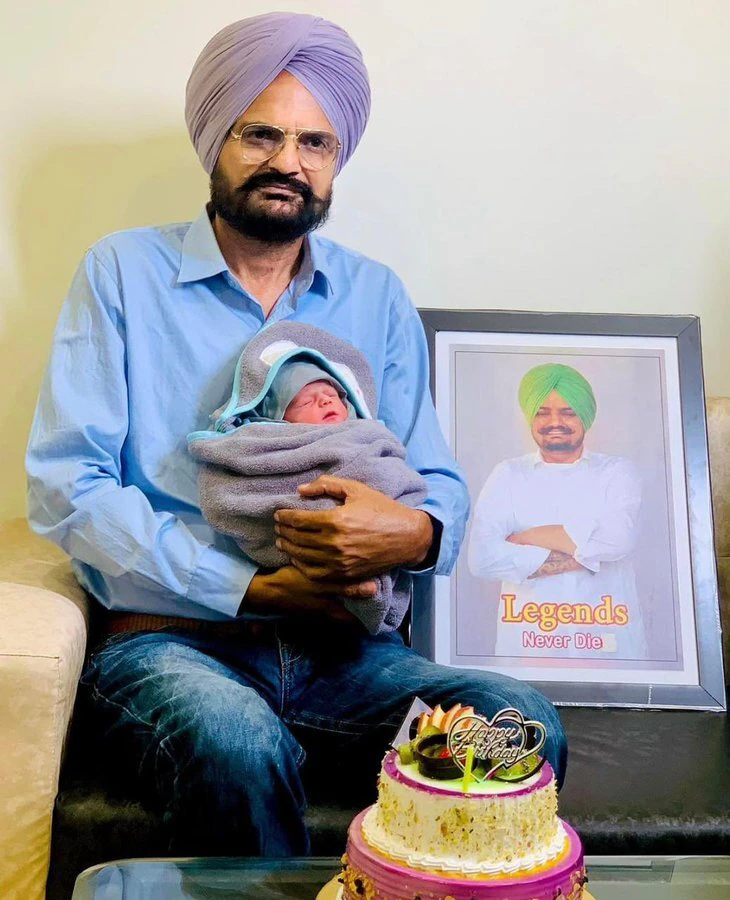 Sidhu Moose Wala's father with new born